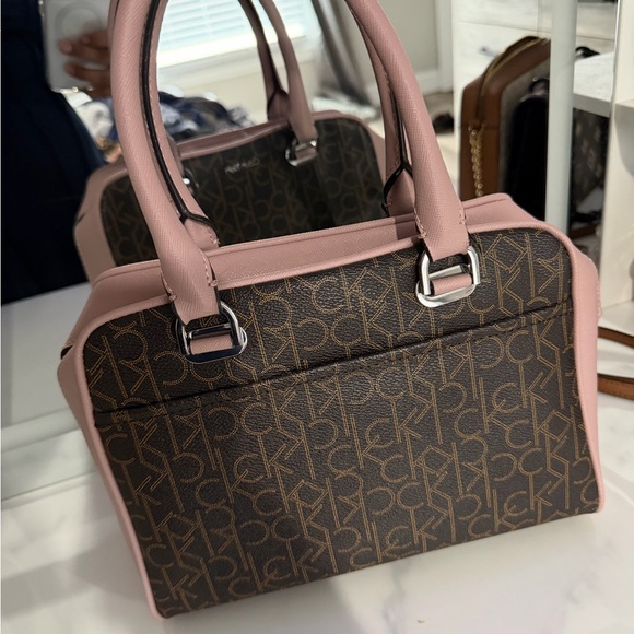 Calvin Klein Signature Brown and Pink Satchel - Picture 3 of 4